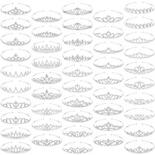 48 Pieces Crystal Tiara Crowns Set Princess Party Tiaras Bulk Silver Rhinesto...