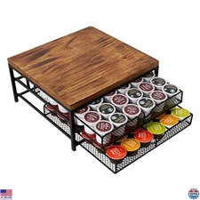 NHZ 2-Tier K Cup Pod Drawer Organizer - Holds 72 Capsules, Stylish & Functional