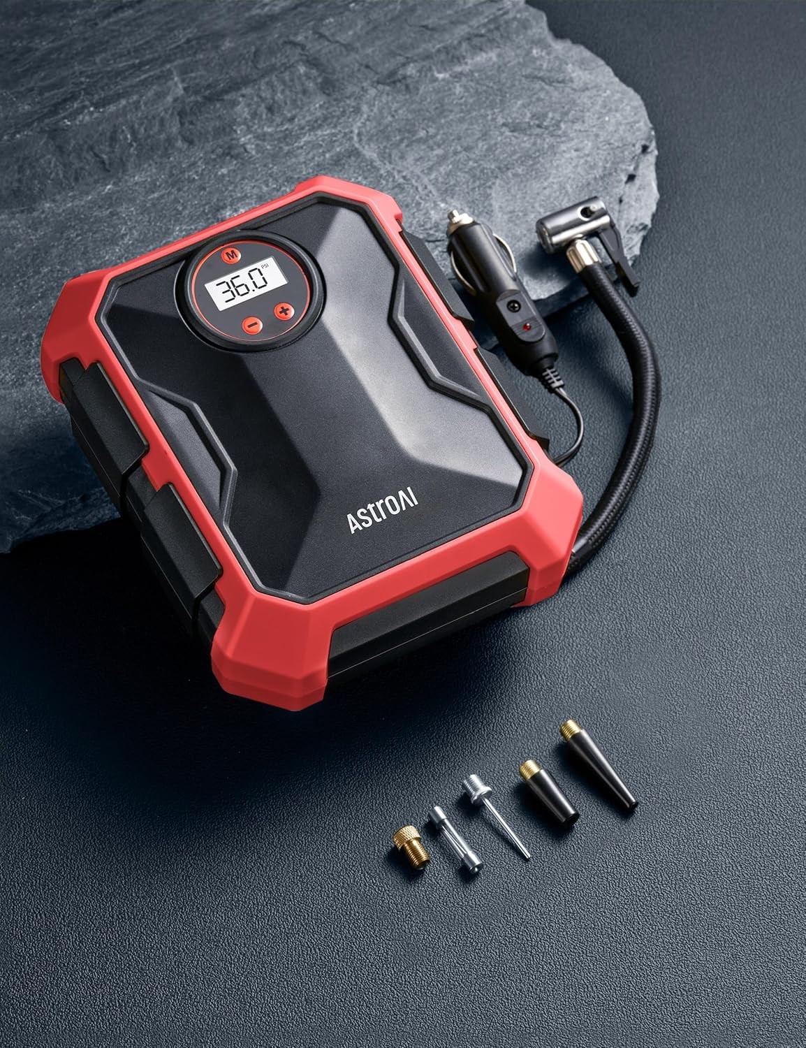 RED AstroAI Tire Inflator Air Compressor 12V DC Portable Tire Pump 100PSI NEW