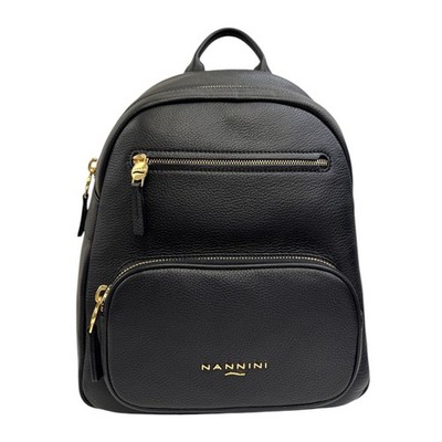 Nannini Firenze Rucksack Jessica Damen Leder schwarz mit doppelter Fronttasche