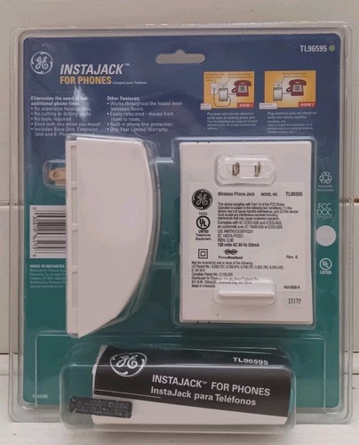 GE Instajack Instant Phone Jack Plug In 85697 Base & Extension Unit NEW SEALED - Zdjęcie 3 z 5