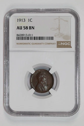 1913 LINCOLN WHEAT CENT NGC AU58 BN