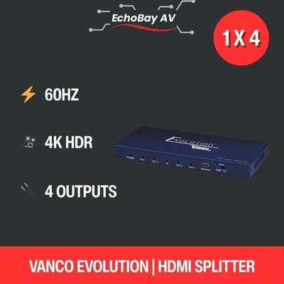 Vanco Evolution Premium 4K HMDI 1x4 Splitter (EVSP4K14)