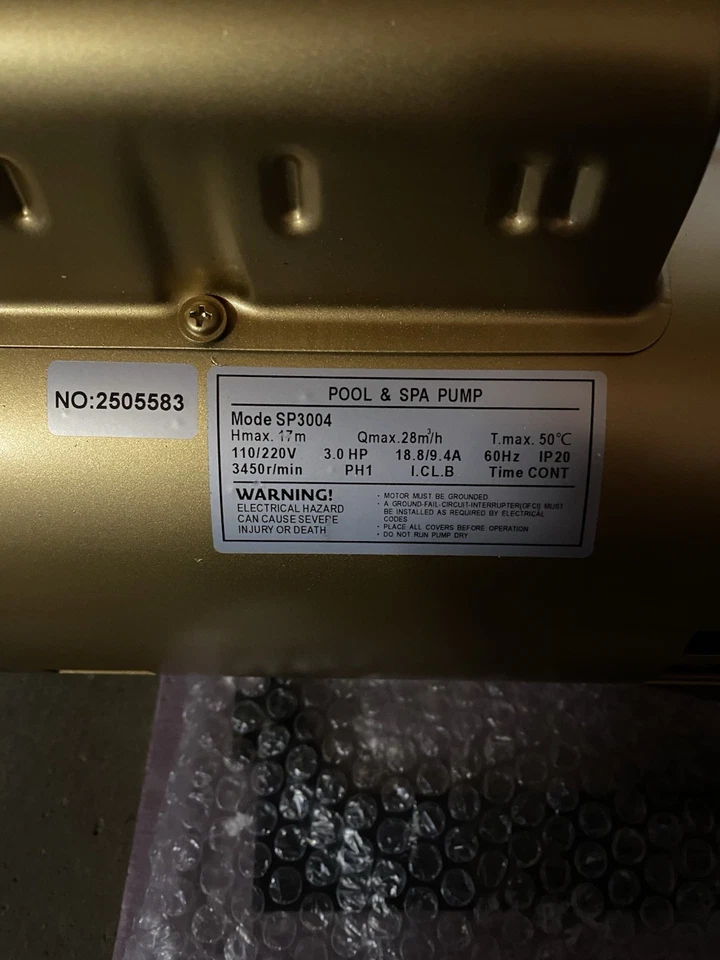 Actualización 3HP Super Pool Bomba 110V/220V Velocidad Única para Hayward W3SP2625X30 Foto 2 de 4