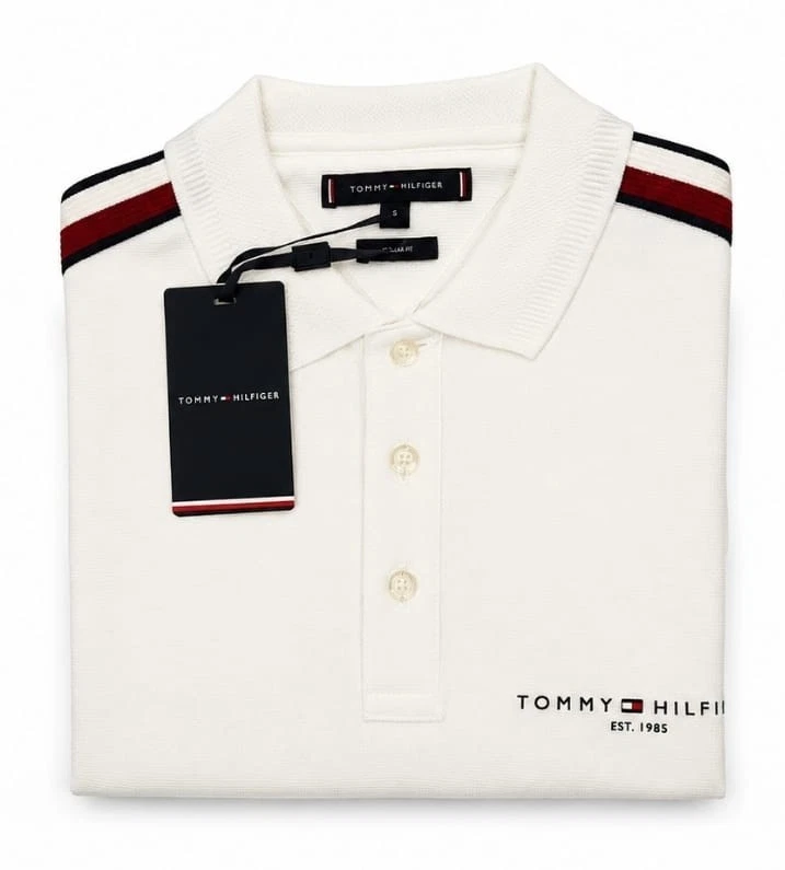 Tommy Hilfiger Herren Poloshirt Weiß Gr. S Regular Fit - Neu mit Etikett - Bild 2 von 4
