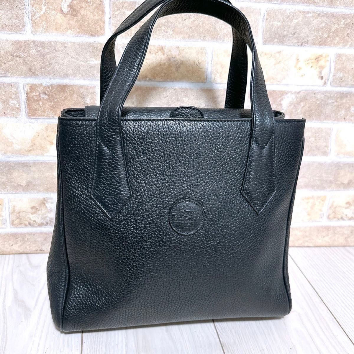 Vintage Fendi Black Leather Handbag Rare Excellent Condition