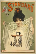 🧵 Póster publicitario vintage de máquina de coser estándar - impresión artística premium de 24x36” 200 gsm