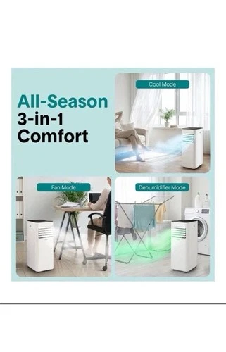 SereneLife SLPAC9 9000-9999 BTU 3-in-1 Portable Air Conditioner Remote White