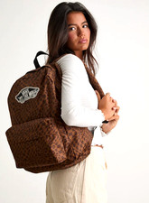 NUEVO CON ETIQUETAS Vans MOCHILA CLASE VIEJA ESCUELA Viaje Gimnasio Escuela Bolso MARRÓN NEGRO Estampado Animal