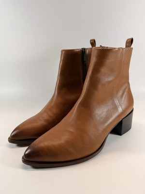 Thursday Boot Co Womens 8 Brown Leather Ankle Boots Zip Block Heel