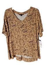 DONNA KARAN Sleepwear PJ Shirt Small browns animal print NWT