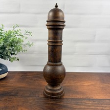 Vintage 12 Turned Wood Pepper Mill European A...