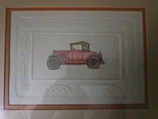 Signed David Olson Hand Colored Antique Car Etching-Embossed 34/200-Ltd. Ed.