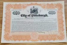 1909 City Of Pittsburgh Bond Monongahela Water Company Pennsylvania Specimen
