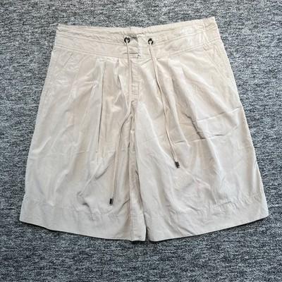 Burberry Brit Shorts Damen UK8 Beige Plissee Weites Bein Hohe Taille Relaxed