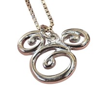 Sterling Silver Mickey Mouse Pendant Necklace with Sterling 16" Box Chain