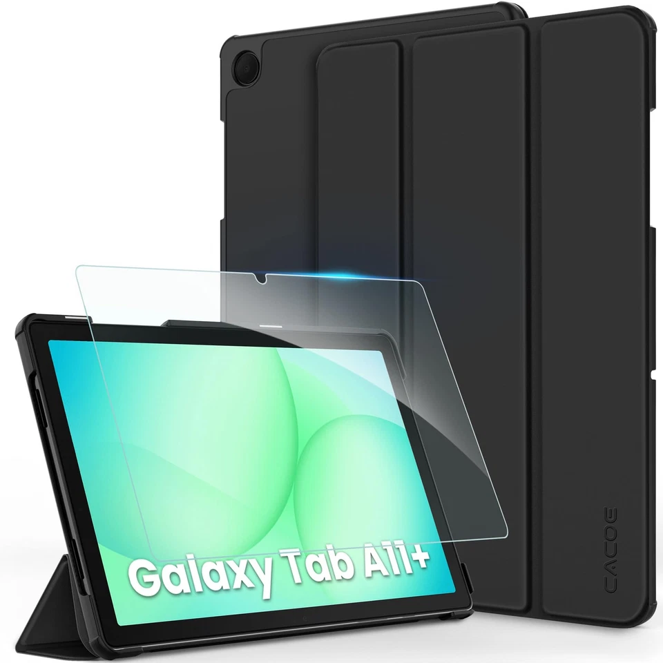 Coque pour Samsung Galaxy Tab A11+/A9+ 11" avec Verre Trempé,Noir - Photo 1/4