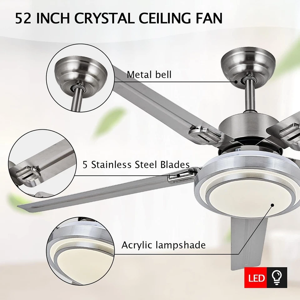 Ceiling Fan with Lights Remote Control, Modern Minimalist,6 Speeds 3 Color Dimm - Image 3 of 4