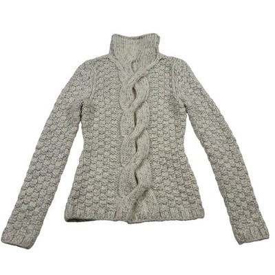 VS Moda International Wool Blend Cableknit Turtleneck Metallic Thread Small
