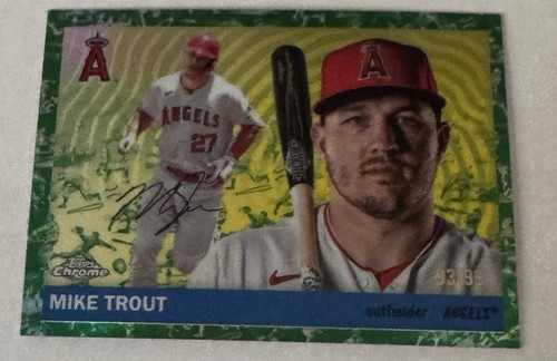 2025 Topps Chrome Platinum Mike Trout Toile White/Green Refractor #/99 Angels #1