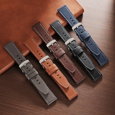 20mm Premium Calf Genuine Leather Watch Band Straps Mens Quick Release Universal