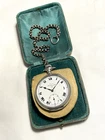 Antique Boxed Silver Record AA Dreadnought Pocket Watch & Albert Chain