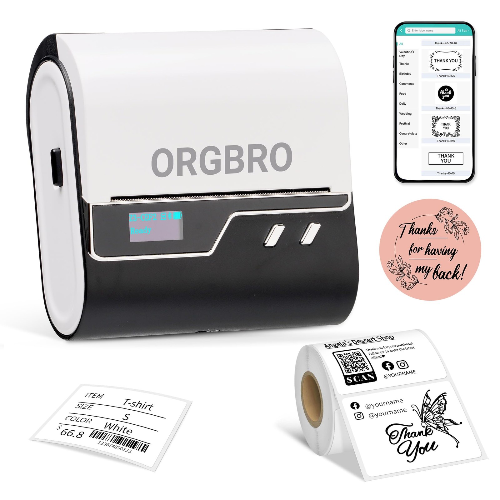 Bluetooth Label Maker Z3 Portable Barcode Printer 2-3 Inch Thermal Sticker Machine-image