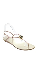 Giuseppe Zanotti Design Women's T-Straps Flat Embellish Sandals Gold Size 8