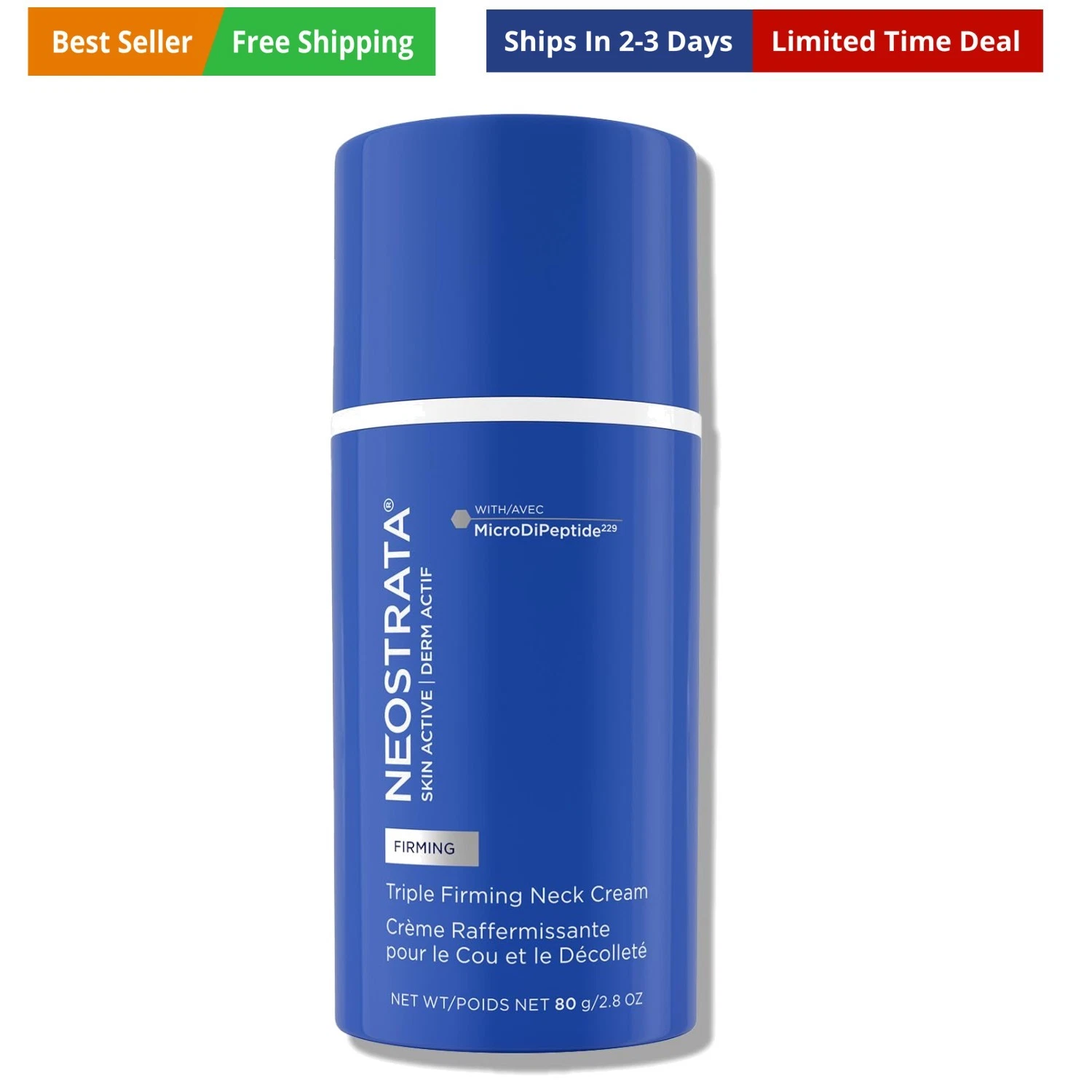 Triple Firming Neck Cream, New & Improved Formula - with MicroDiPeptide229, N...