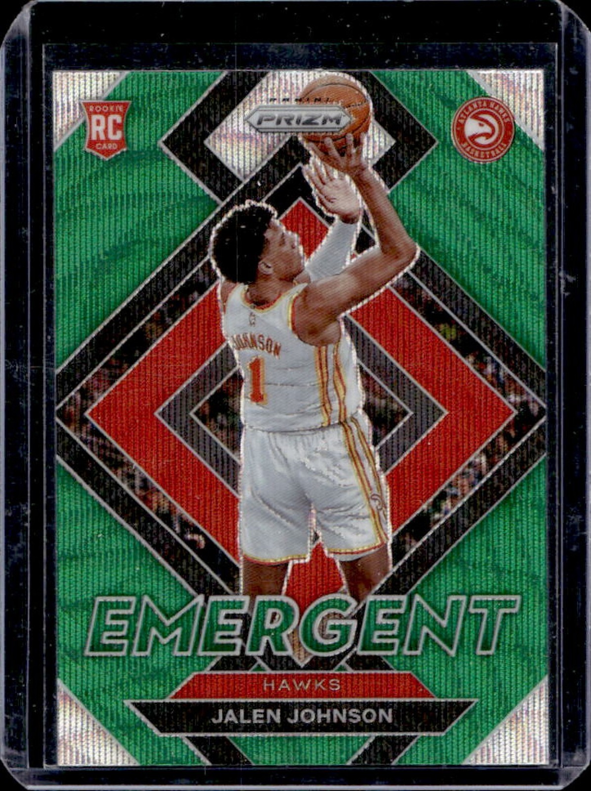 2021-22 Panini Prizm Jalen Johnson Emergent RC Prizm Green Wave #18 Hawks