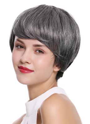 WIG ME UP Damenperücke Perücke Frauen kurz voll Volumen glatt Grau Dunkelgrau