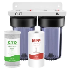 Whole House Water Filter System, 2-Stage Clear Home Water Filtration with Carbon