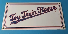 Vintage Toy Train Revue Sign - Railroad Model Trains Porcelain Gas Pump Sign
