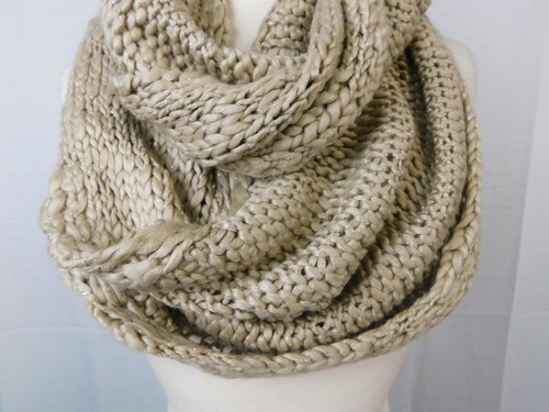 BCBGeneration Chunky Knit Infinity Loop Cowl Scarf - Tan #1575 - Picture 2 of 3