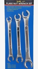 New 3 pc Metric Line/Flare Nut Wrench Set 10mm X 12mm, 13mm X 14mm, 15mm X 17mm