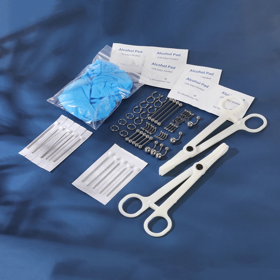 70Pcs Professional Ear Piercing Kit 14G 16G Stainless Steel Nose Piercing Kit - Image 3 of 4