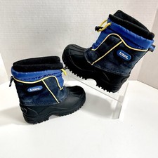 TOTES Children's Snow Drift Waterproof Snow Boot, Black/Royal/Yellow - Size 10