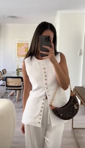 Dissh Tilly Longline Vest Size AU 14 / US 10 White Linen Current Sold Out - Picture 3 of 7