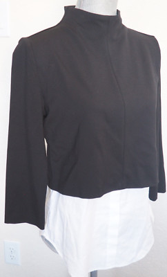 Pull Chemisier Theory Noir Superposé Look Mireena - Taille M Neuve Avec étiquettes - Style Col Montant élégant
