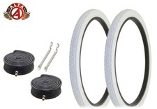 ALTA BICYCLE WIRE BEAD CRUISER TIRES 26 x 2.125 WHITE HEAVY DUTY DIAMOND 6pc SET