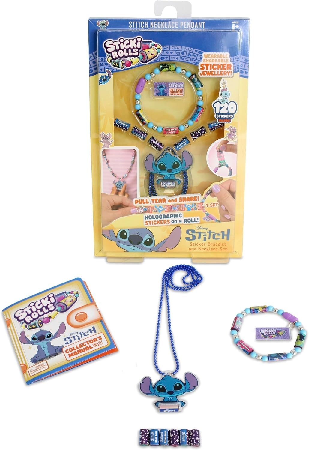 Sticki Rolls Disney Stitch Pendant Pack Wearable Sticker Jewellery Toys