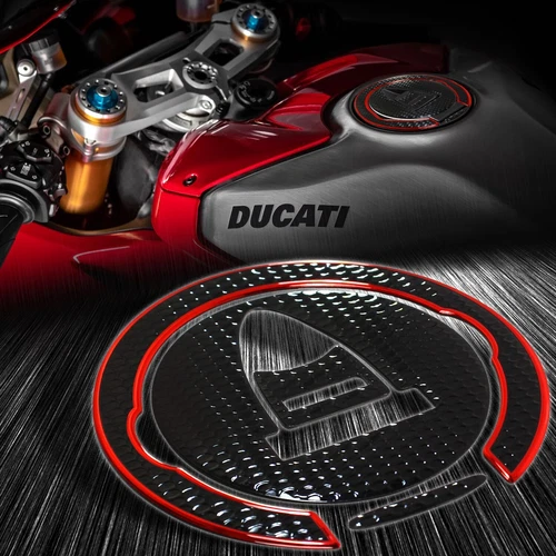 Gas Tank Fuel Cap Cover Decal Pad Panigale 1299/R/S 959/899/Monster Chrome Red - Picture 5 of 6