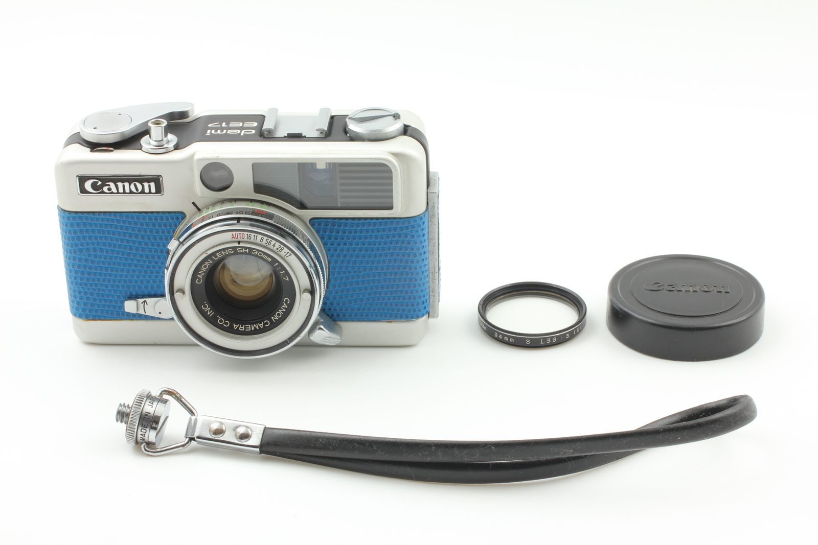 [Near MINT Blue] Canon Demi EE17 Half Frame Camera 30mm F1.7 Meter-OK From  JAPAN