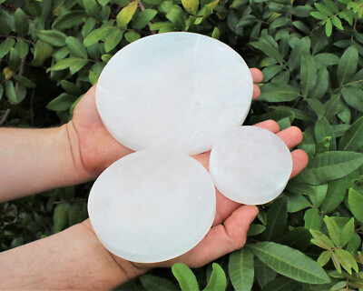 Polished Selenite Circle Charging Station 3'' 4'' 6'' or 8''- Round Crystal Plate