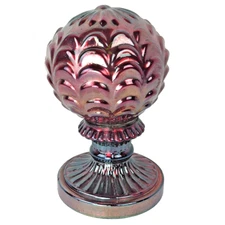 Vintage Acanthus Leaf Globe Orb | Pressed Cranberry Carnival-Style Red Glass