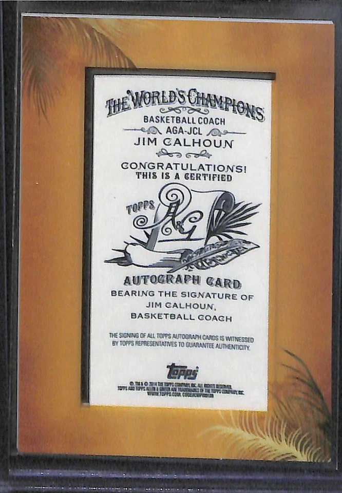 2014 Topps Allen and Ginter Mini Framed Autograph #AGA-JCL Jim Calhoun - Image 2 of 2