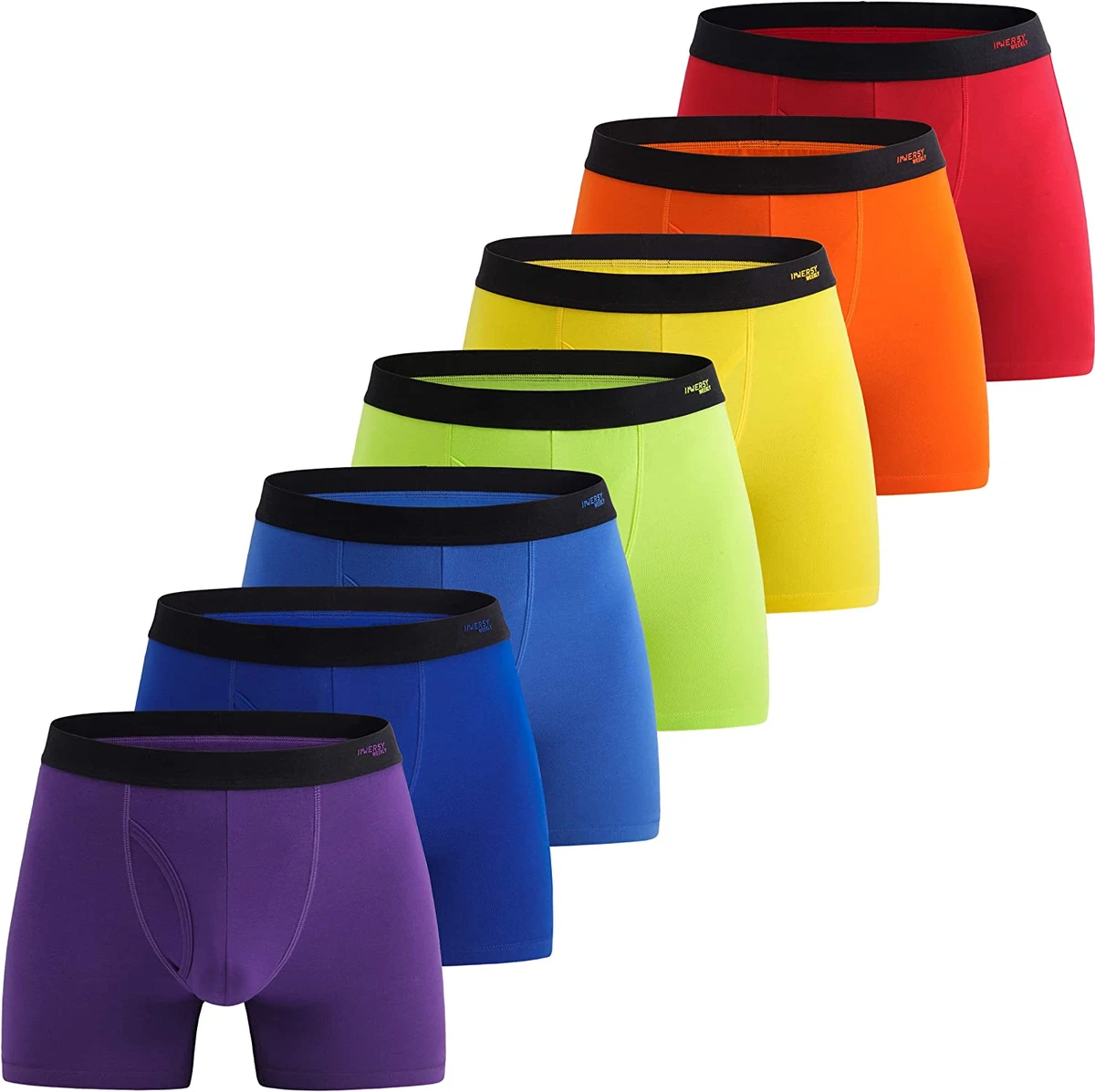 INNERSY Mens Boxer Shorts Cotton Open Fly Underwear Trunks Multipack  Rainbow of