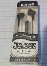 Brand New Maxell 191569 Soft Rubber Body Comfort Fit Jelleez soft Ear Buds Black