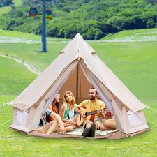 Canvas Bell Tent 3M Waterproof Camping and Glamping Yurt w/ 4 Windows