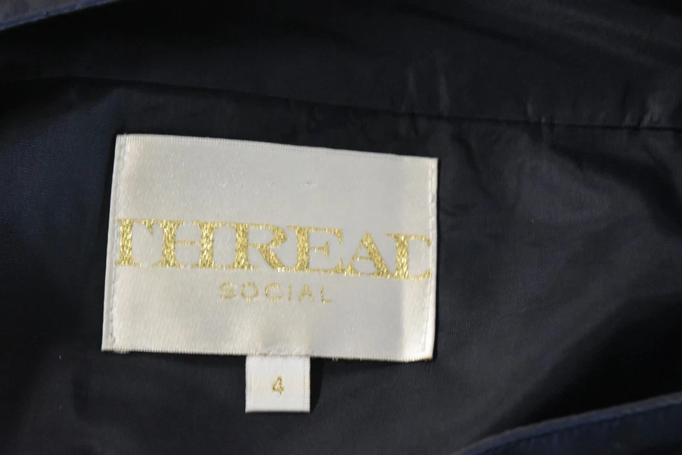 Thread Social Womens Dress Size 4 Navy Blue Solid Shift Above Knee 3/4 Sleeve — 第 4/4 张图片